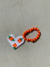 Load image into Gallery viewer, Set of 4 Floral Heart Perlers on Kandi Bracelets