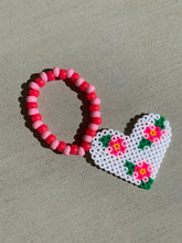 Load image into Gallery viewer, Set of 4 Floral Heart Perlers on Kandi Bracelets