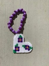 Load image into Gallery viewer, Set of 4 Floral Heart Perlers on Kandi Bracelets